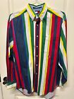 Vintage Tommy Hilfiger Striped Shirt Mens Medium Multicolor Long Sleeve EUC