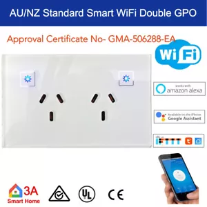 Smart WiFi Double Power Point GPO Switch for Google Home Alexa Home Automation - Picture 1 of 4