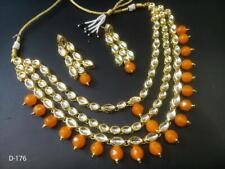 Indian Bollywood Gold Tone Kundan Latest Jewelry Necklace Earrings Set TJ4