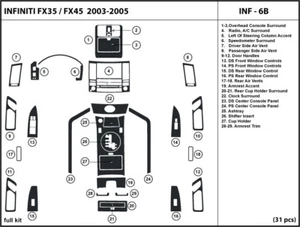Interior Real Carbon Fiber Dash Trim Kit for Infiniti FX35 / FX45 2003-2005 - Picture 1 of 1