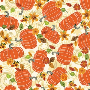 BENARTEX FABRICS #14462-07 "GATHER TOGATHER" PUMPKIN PATCH CREAM" bty  44" wide - Picture 1 of 1