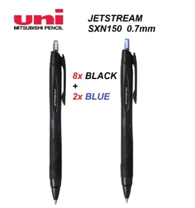 UNIBALL Jetstream Retractable SXN150-07 (0.7mm) pens - 8x BLACK + 2x BLUE - Bild 1 von 1