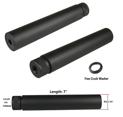 Дульный тормоз-компенсатор удлинитель ствола 1/2 дюйма x 28 точек на дюйм 7 дюймов с цельной трубкой - Изображение 1 из 2