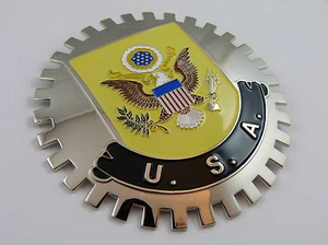 Grille Badge USA with Coat of arms Eagle for car truck grill mount American flag - Picture 1 of 3