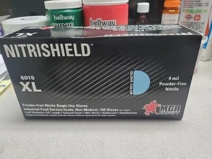 MCR Safety NitriShield XL 4 mil 9,5" guantes sin polvo paquete de 100 ambidiestros - Imagen 1 de 3