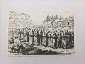 Clipping Illustrazione Roma B. Pinelli Confraternita dei Sacconi in Processione - Picture 1 of 1