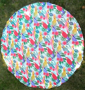 NICOLE MILLER Tablecloth PARROT Round POLYESTER  69"  Jimmy Buffet Cottage Home - Picture 1 of 16