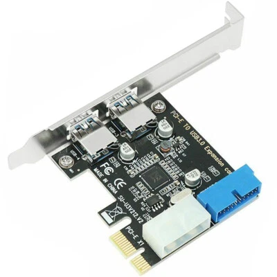 Scheda controller USB 3.0 PCI-E 2 porte esterne con connessione interna 19 pin - Immagine 1 di 4