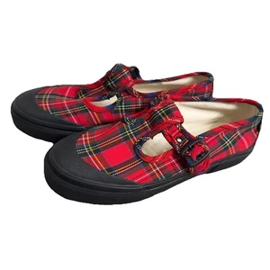 VANS style 93 Mary Janes Red Plaid Shoes Women’s size 8 Preppy Black Soles - Picture 1 of 8