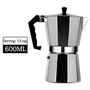600ML-12 Cups Coffee Maker Moka Percolator Stove Top Espresso Latte Aluminum Pot - Picture 1 of 8
