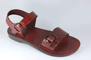 Brown Leather Gladiator Jesus Camel Sandals Strap Handmade US (5-16) EU (36-50) - Picture 1 of 3