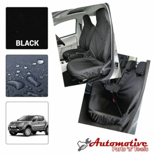 Fundas de asiento negras a medida para MITSUBISHI L200 (2015>) doble cabina delantera y trasera - Imagen 1 de 5