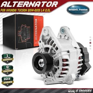 1x Alternator for Hyundai Tucson 2014-2015 L4 2.0L 120A 12V CW 6-Groove Pulley - Picture 1 of 9