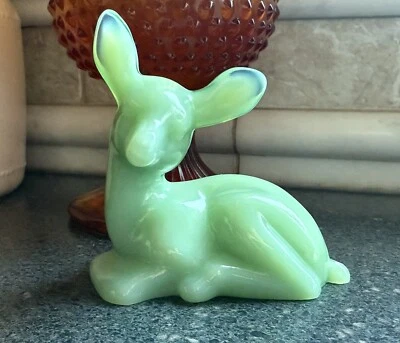 Mosser Glass USA - Jade Green FAWN Deer Jadeite CHRISTMAS HOLIDAY