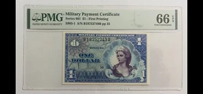 USA, PMG, Military Payment Certificate. Series: 661  $1 Dollar - Image 1 of 2
