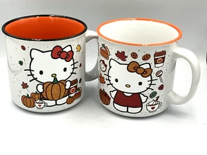 Menge 2-NEU Hello Kitty Pumpkin Spice Latte Kaffeetassen Herbst Halloween Glitzer - Bild 1 von 4