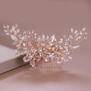 19 x 7cm Large Rose Gold Flower Wedding Head Pieces Hair Clip Comb Accessories - Picture 1 of 10