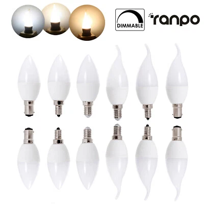 10X Dimmable 5W 220V E12 E14 B15 LED Chandelier Candle Flame Shape Light Bulb BC - Image 1 of 4