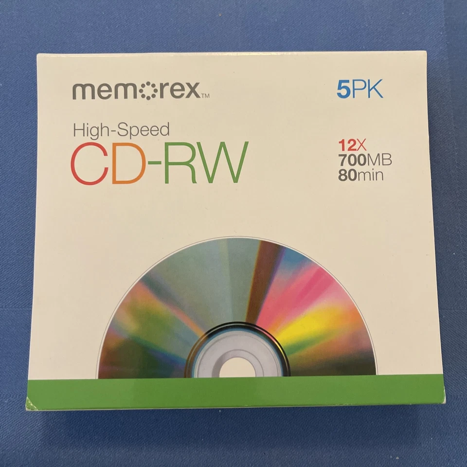 Memorex High Speed CD-RW Discs. 3-Pack. 12x/700MB/80 Min. For Home and PC NEW - Image 1 of 1