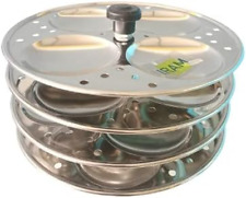 Stainless Steel Idli Maker with 4 Plates - Premium Silver Idli Stand for Soft an