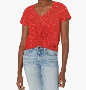 Lucky Brand Women's Short Sleeve V Neck Floral Tee T Shirt Size L - Picture 1 of 2