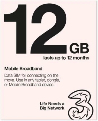 Three 3G 4G 5G SIM Ready-to-go Mobile Broadband Preloaded Data Sim for dongle - Image 1 of 4