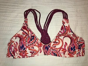 NWT. Cremieux Bikini Top Multicolor Print with Macrame Detail Back. Size: Small - Picture 1 of 8