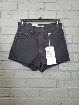 $98 Womens Size 25 Levis Premium Wellthread Ribcage Shorts Cottonized Hemp Black - Image 1 of 4