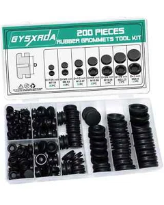 Rubber Grommet Kit 200 Pack - 7 Sizes Firewall Rubber Hole Plugs Rubber Grommets - Picture 1 of 2