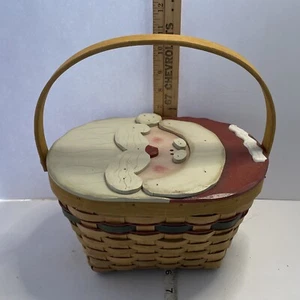 Vintage Woven Basket with Santa Hinged Lid - Picture 1 of 7