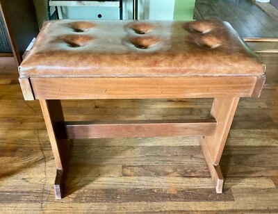 Vintage Kimball Organ Piano vinyl tufted padded seat  Bench flip top storage - Image 1 of 4
