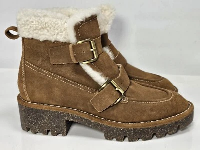 Bota de tornozelo feminina Donald Pliner Elix panturrilha camurça tamanho 8.5 pele de sela - Imagem 1 de 4