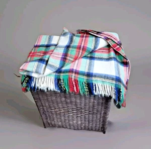 Vintage 100% Wool Throw Multicolor Blanket Tartan 52"x66" Scotland - Picture 1 of 20