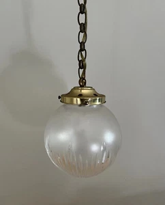 Suspension Boule Globe en Verre Et Laiton Style Art Déco - Imagen 1 de 12