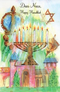 Happy CHANUKKA Karte FÜR NICHTE, Menora heben Sie Ihren Geist durch beliebte Grüße +✉ - Bild 1 von 4