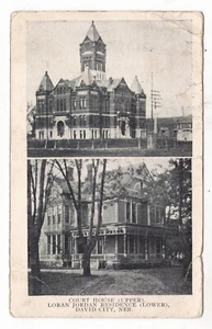 1911 DAVID CITY NEBRASKA HOFHAUS LORAN JORDAN VIKTORIANISCHES HAUS ALTE POSTKARTE NE - Bild 1 von 2