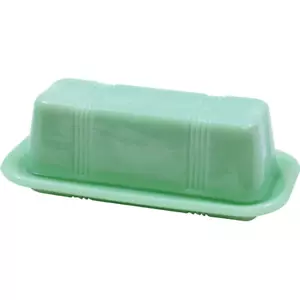 TableCraft Jadeite Green Glass Butter Dish