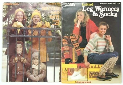 2 Leisure Arts Leg Warmers & Socks, Mittens & Hats Patterns Knitting Crochet #H5 - Image 1 of 4