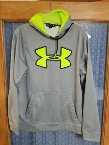 EUC Under Armour Women Small Petite Loose Fit Hoodie Gray/Neon Green - Picture 1 of 6