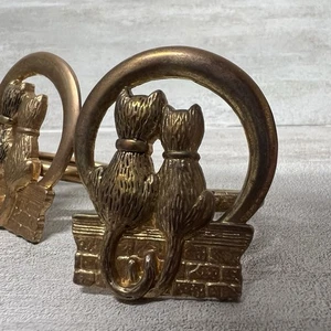 Katzenpaar Messing/goldfarbene Serviettenringe 4er Set - Bild 1 von 4