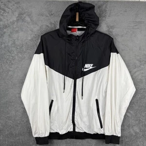 Nike Windrunner Jacket Men’s Large Black White Full Zip Hooded Sportswear Coat - Picture 1 of 9