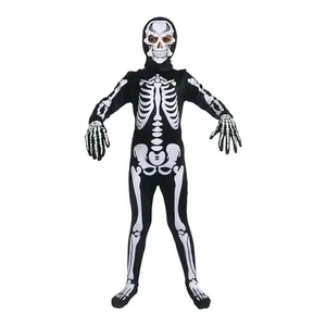 Halloween Kinder Skelett Kostüm für Jungen & Mädchen mit Handschuhen, Größe: Large: 8-10 - Bild 1 von 6