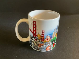 Warner Bros Looney Tunes Coffee Mug Cable Car Bridge Alcatraz China Town - Picture 1 of 7