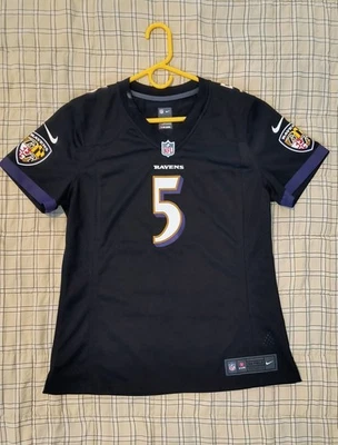 Camiseta de fútbol americano Nike On Field Baltimore Ravens Joe Flacco #5 NFL grande para mujer Foto 1 de 4