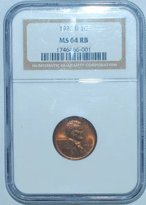 1920 D NGC MS64RB Red and Brown Lincoln Wheat Cent - Image 1 of 2
