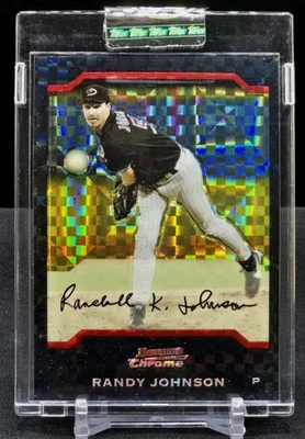 RANDY JOHNSON 2004 Bowman Chrome ENCASED BLACK XFRACTOR SN# 75/172 No.8 HOF!! - Image 1 of 3