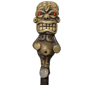 Tiki Totem Pen Vintage Handcrafted Hawaii Shag Exotica Bar Surf Red Eyes Monster - Picture 1 of 8