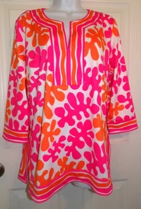 NWOT Bright Pink & Orange GRETCHEN SCOTT 3/4 Sleeve Tunic - Large - Imagen 1 de 1
