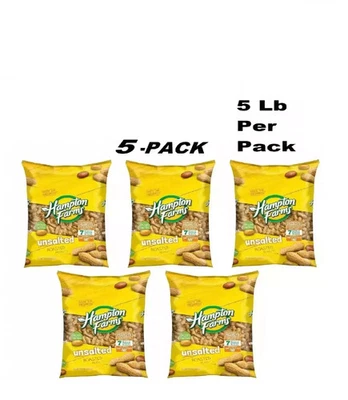 5 PACK - Hampton Farms Unsalted In-Shell Peanuts (5 lbs.) Total 25 lbs - Image 1 of 2