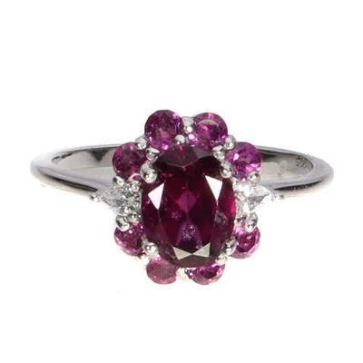 Anillo de plata de ley 925 ovalado rodolita granate 8x6 mm piedras preciosas naturales joyería 7 Foto 1 de 4